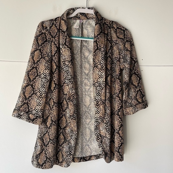 Women's Snakeskin Animal Print Blazer Jacket Open Front Lightweight, Sz L - Picture 6 of 9